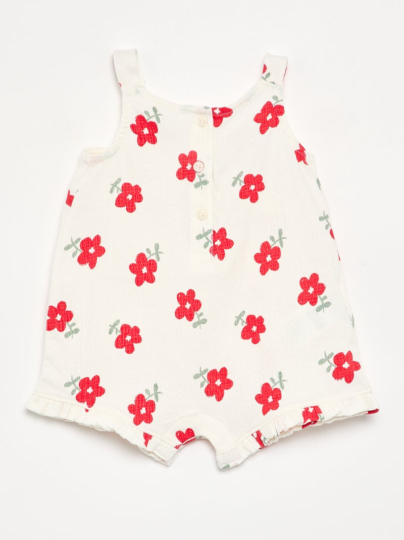 Combinaison short imprimée en maille froissée Blanc - Kiabi