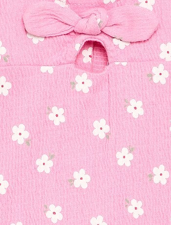 Combinaison short imprimée en maille froissée