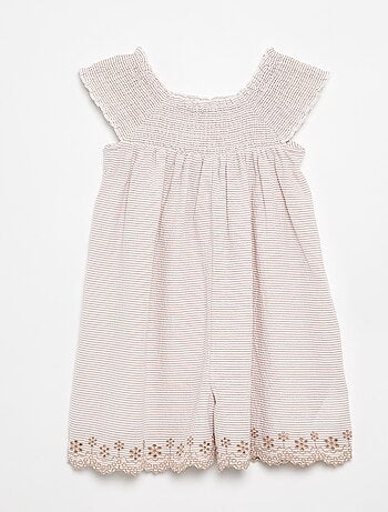 Combinaison short rayée en seersucker