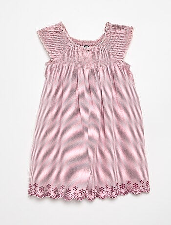 Combinaison short rayée en seersucker