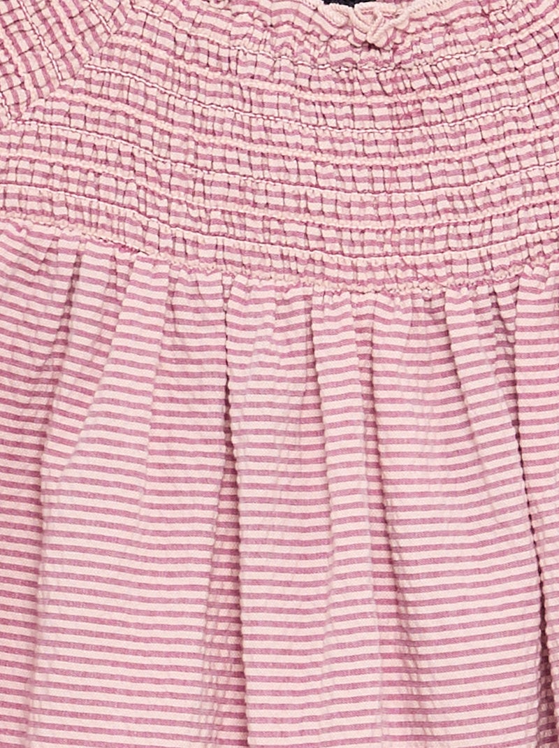 Combinaison short rayée en seersucker Rose - Kiabi