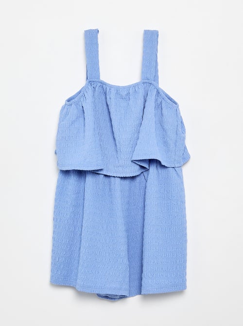 Combinaison short unie à bretelles en maille gaufrée - Kiabi