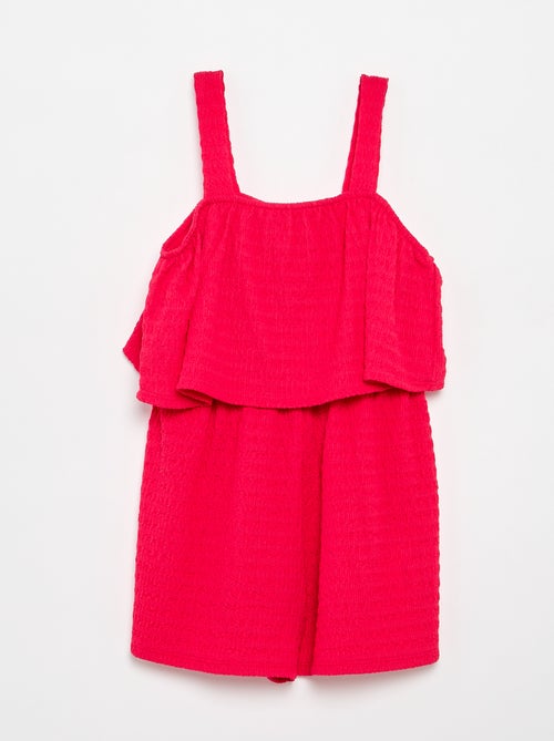 Combinaison short unie à bretelles en maille gaufrée - Kiabi