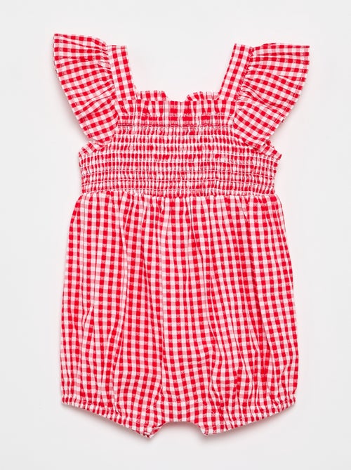 Combinaison short Vichy avec volant - Kiabi