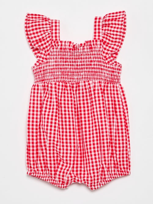 Combinaison short Vichy avec volant - Kiabi