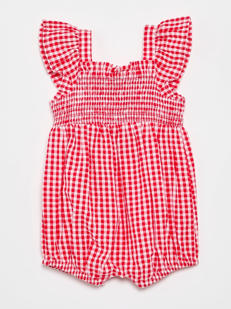 Combinaison short Vichy avec volant Rouge - Kiabi