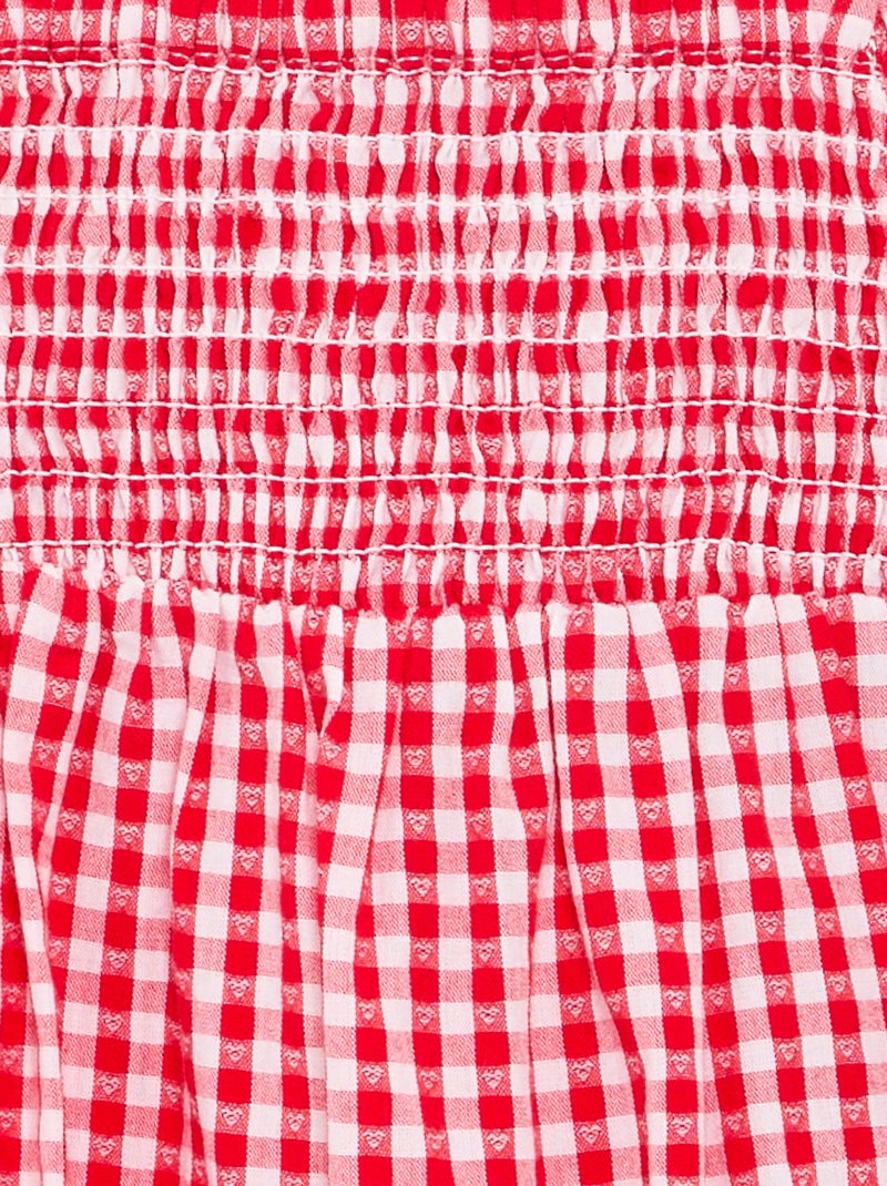 Combinaison short Vichy avec volant Rouge - Kiabi