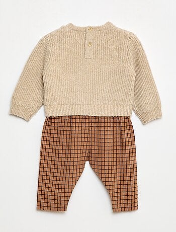 Combinaison tricot et flanelle