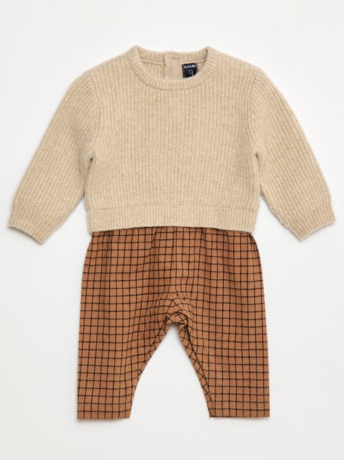 Combinaison tricot et flanelle - Kiabi