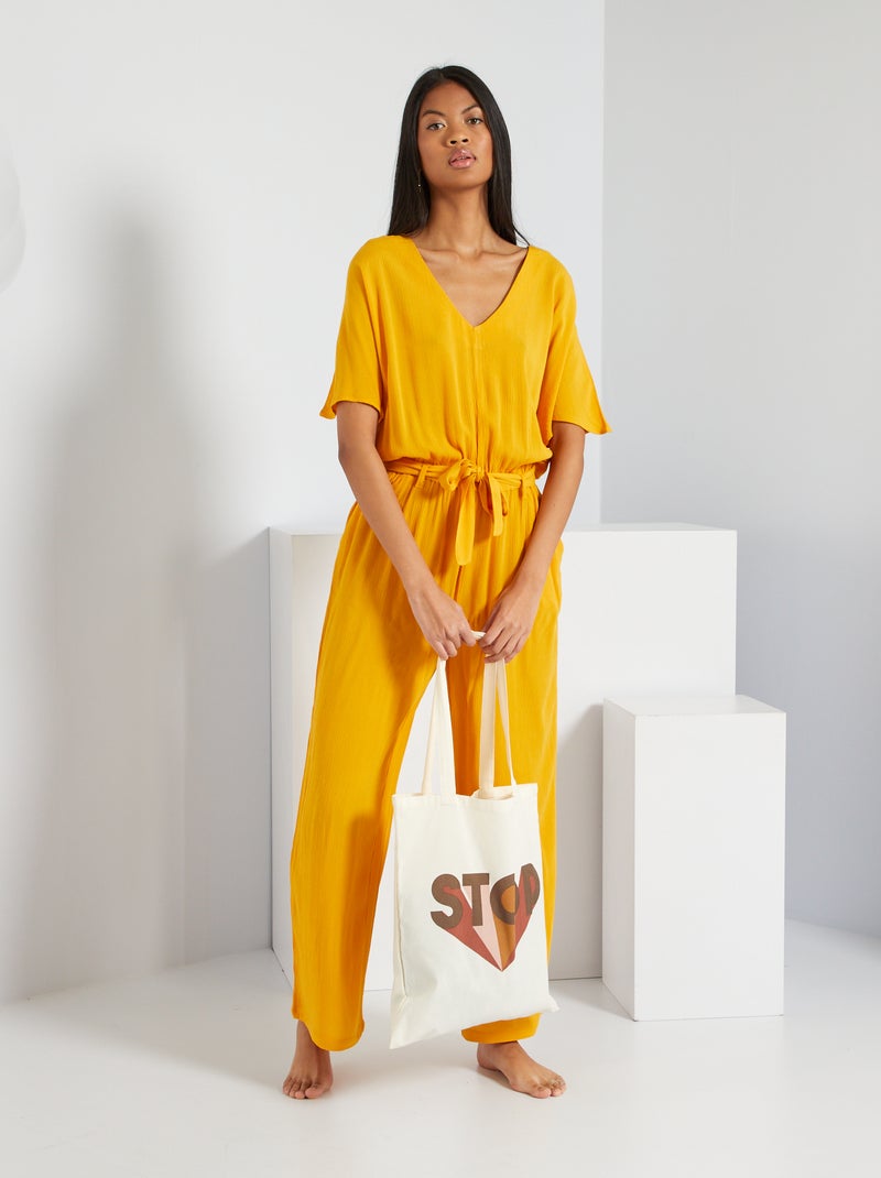 Combinaison wide leg fluide Jaune - Kiabi