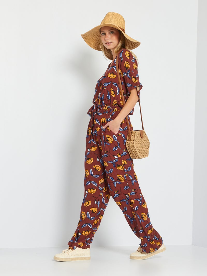 Combinaison wide leg fluide Marron - Kiabi