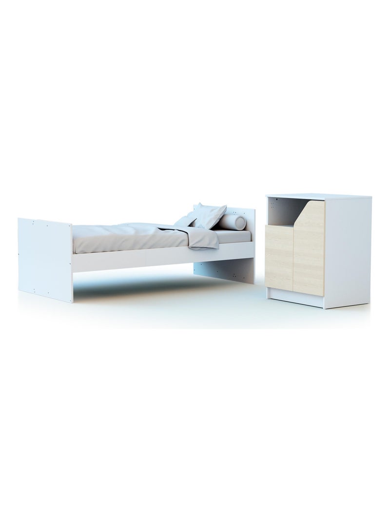 Combiné lit bébé évolutif en bois CARNAVAL Blanc Beige - Kiabi