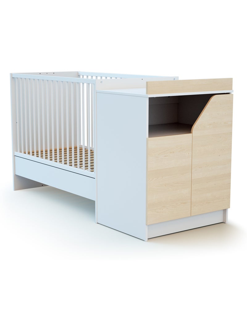 Combiné lit bébé évolutif en bois carrousel Beige/Blanc - Kiabi