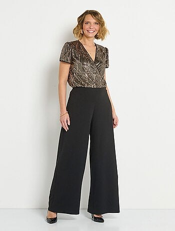 Combipantalon fluide pailletée cache-coeur