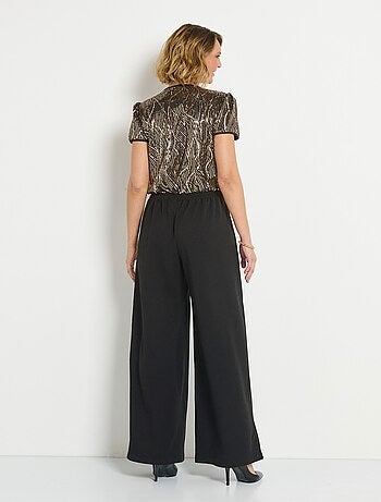Combipantalon fluide pailletée cache-coeur