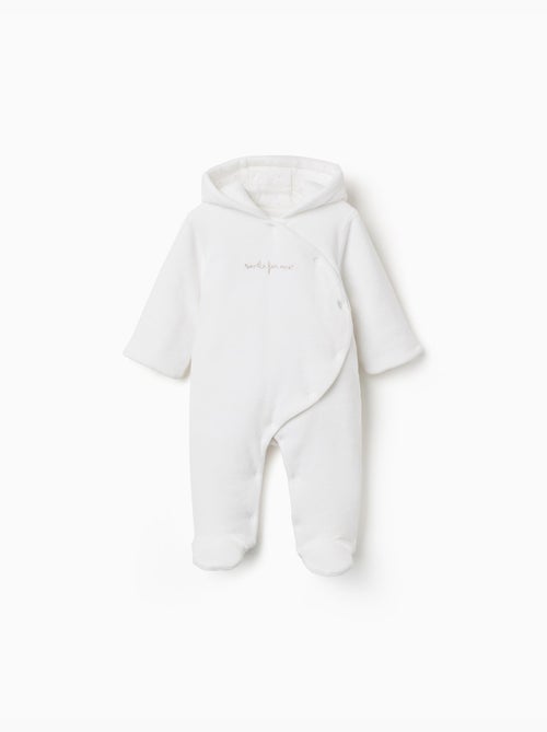 Combipilote en velours rembourré avec capuche et broderie - Kiabi