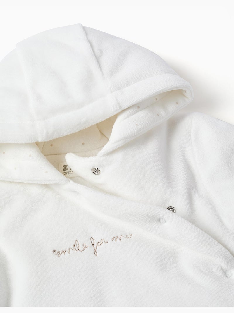 Combipilote en velours rembourré avec capuche et broderie Blanc - Kiabi