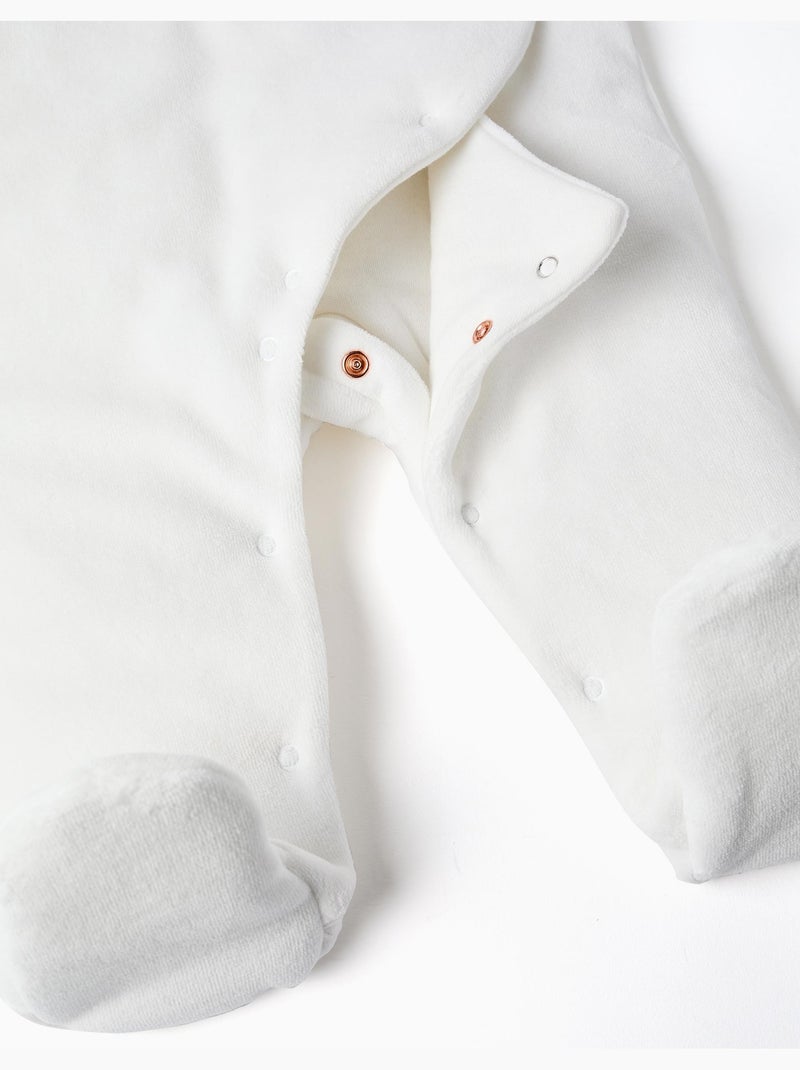 Combipilote en velours rembourré avec capuche et broderie Blanc - Kiabi