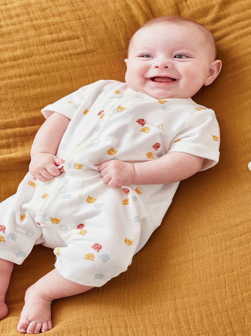 Combishort à imprimés en coton, Blanc - Kiabi
