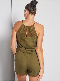 Combishort avec détails en macramé - Kiabi