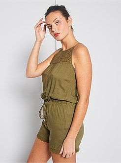 Combishort avec détails en macramé - Kiabi