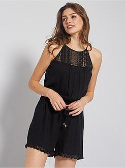 Combishort avec détails en macramé - Kiabi