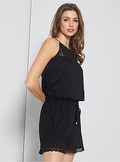 Combishort avec détails en macramé - Kiabi