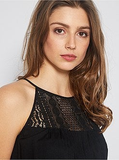 Combishort avec détails en macramé - Kiabi