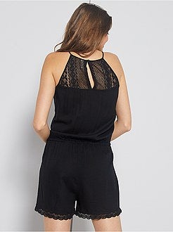 Combishort avec détails en macramé - Kiabi