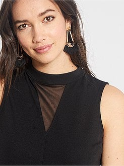 Combishort avec encolure résille - Kiabi