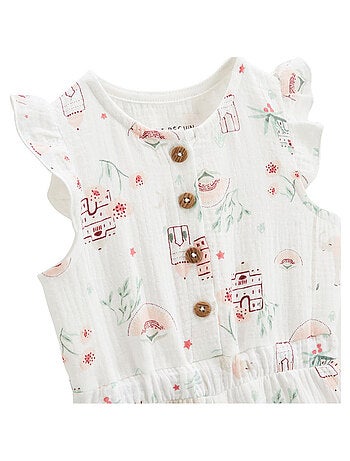 Combishort bébé + chapeau en gaze de coton Arya