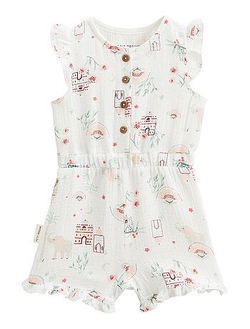 Combishort bébé + chapeau en gaze de coton Arya
