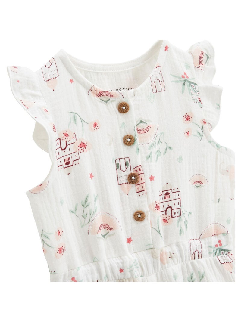 Combishort bébé + chapeau en gaze de coton Arya Ecru - Kiabi