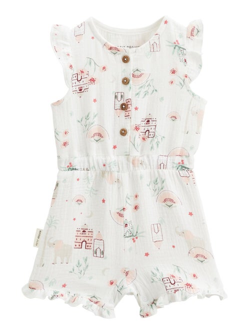 Combishort bébé + chapeau en gaze de coton Arya - Kiabi