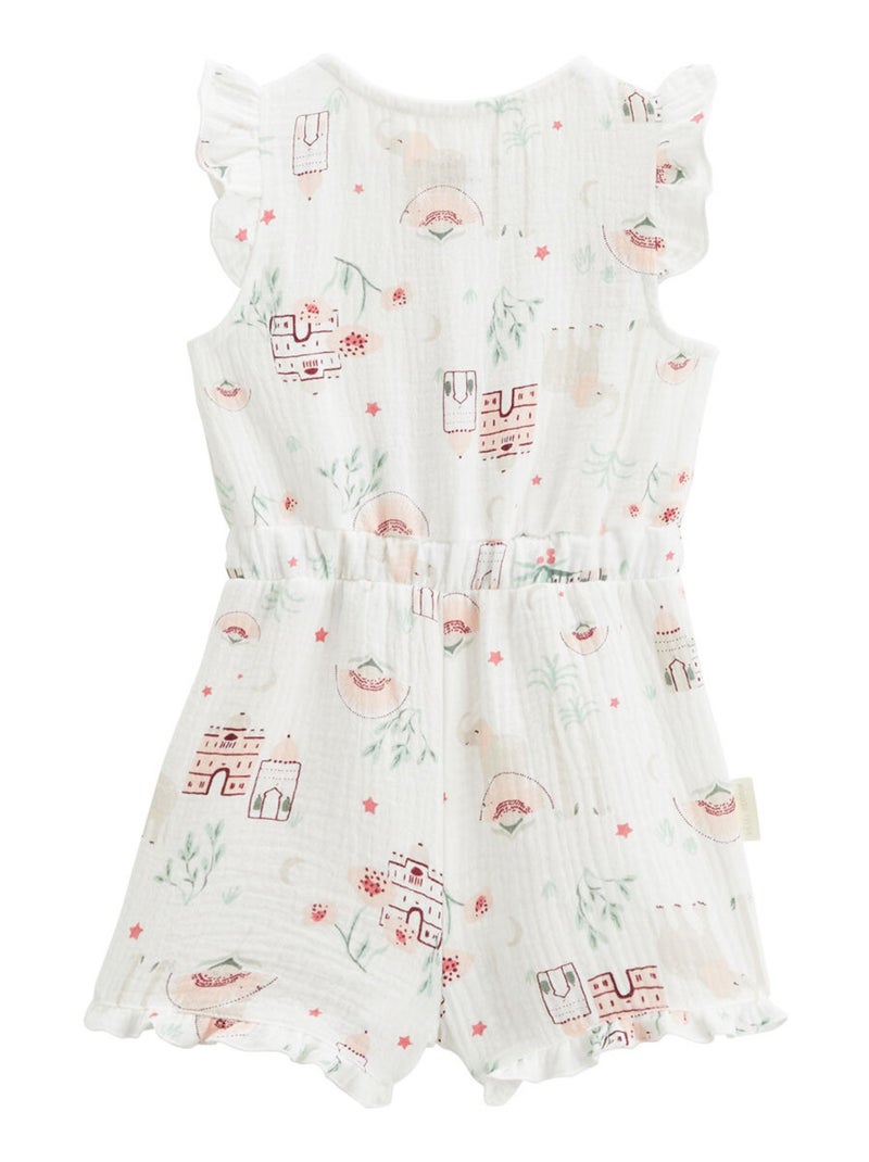 Combishort bébé + chapeau en gaze de coton Arya Ecru - Kiabi