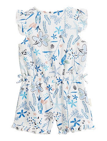 Combishort bébé + chapeau en gaze de coton Océan d'amour