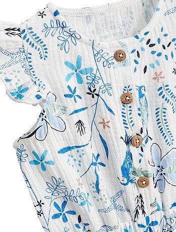 Combishort bébé + chapeau en gaze de coton Océan d'amour