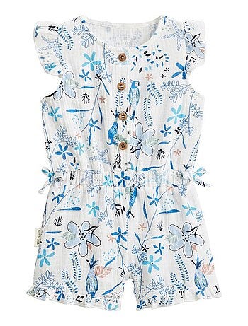Combishort bébé + chapeau en gaze de coton Océan d'amour