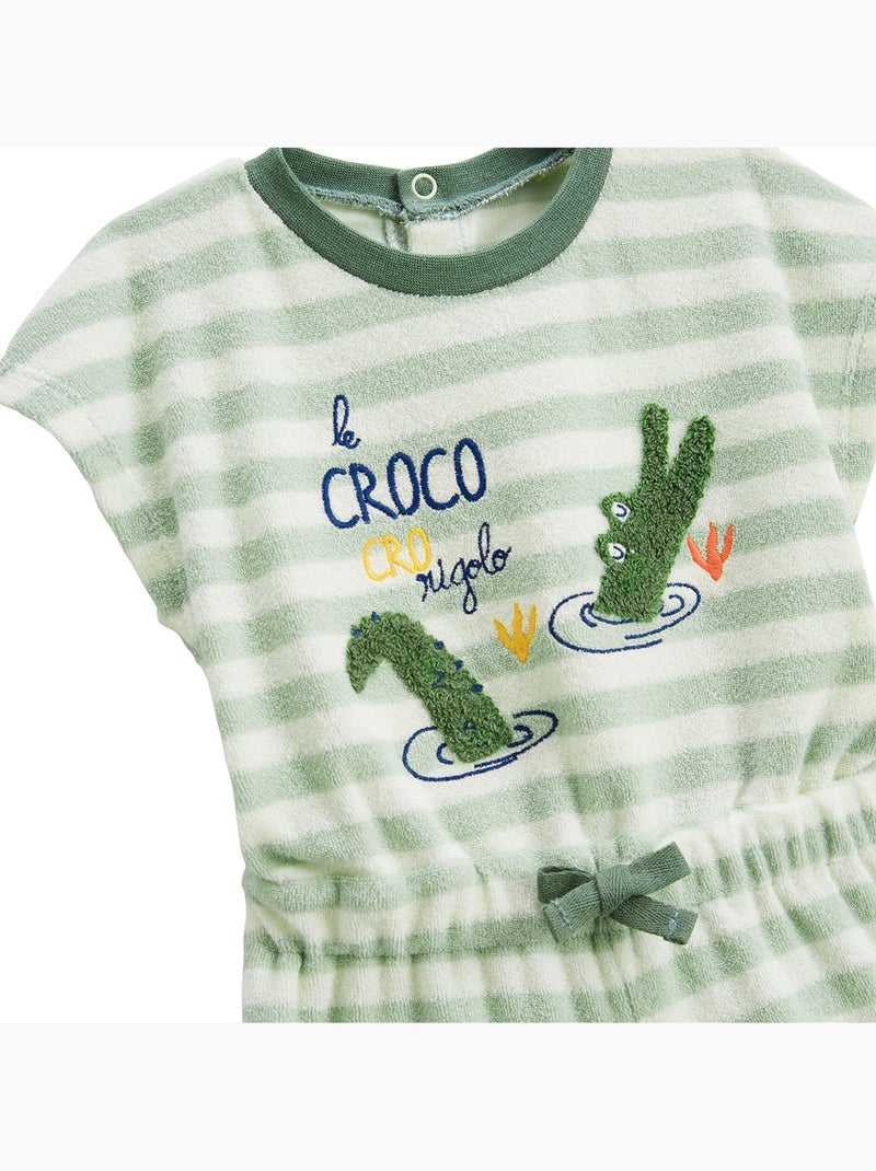 Combishort bébé en éponge Crocro rigolo Kaki - Kiabi