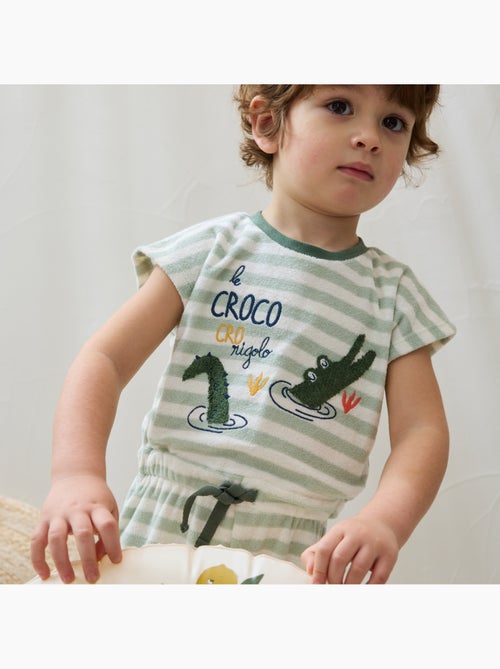Combishort bébé en éponge Crocro rigolo - Kiabi