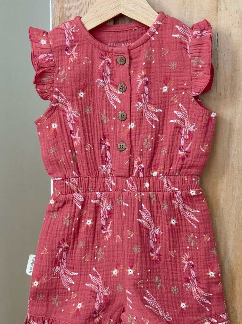 Combishort bébé en gaze de coton Fiesta Rose - Kiabi