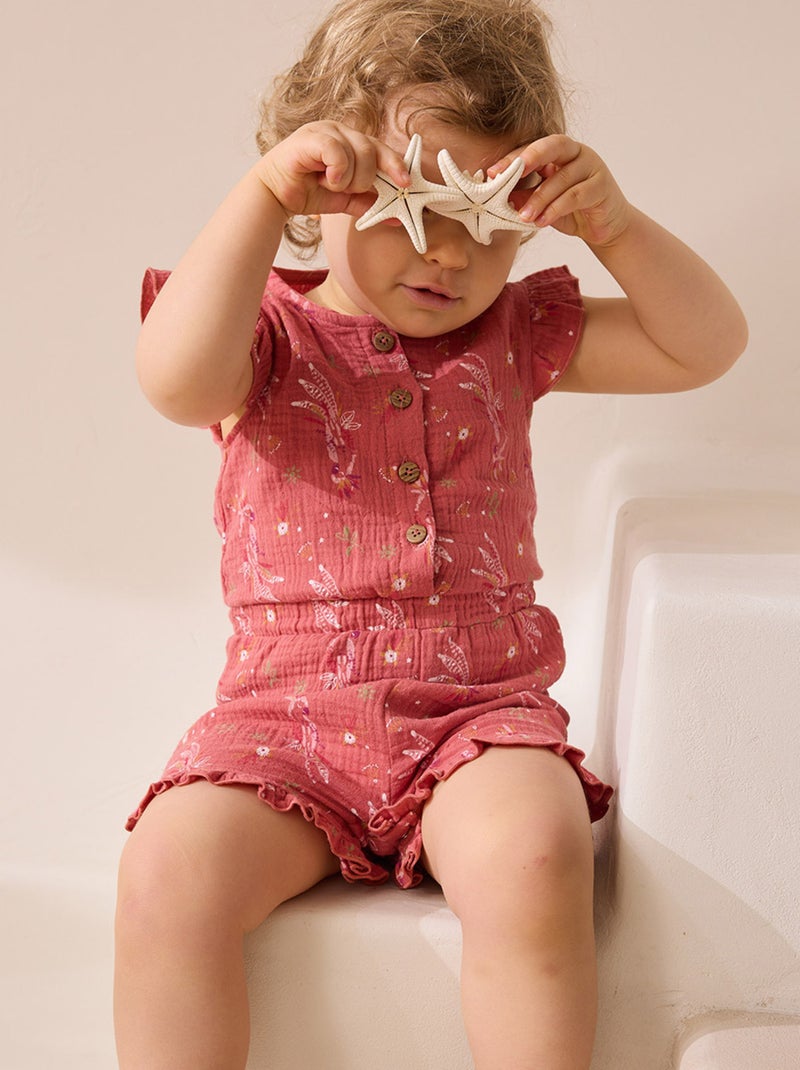 Combishort bébé en gaze de coton Fiesta Rose - Kiabi