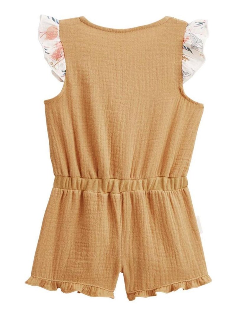 Combishort bébé en gaze de coton Flamingo Marron caramel - Kiabi