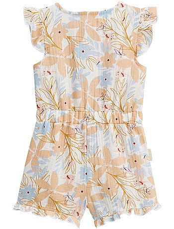 Combishort bébé en gaze de coton Praline