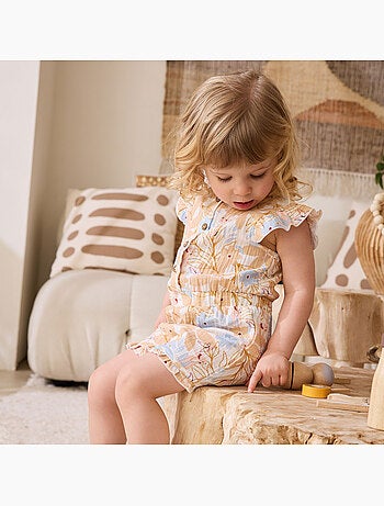 Combishort bébé en gaze de coton Praline
