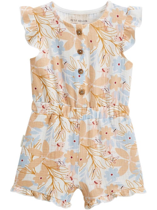 Combishort bébé en gaze de coton Praline - Kiabi