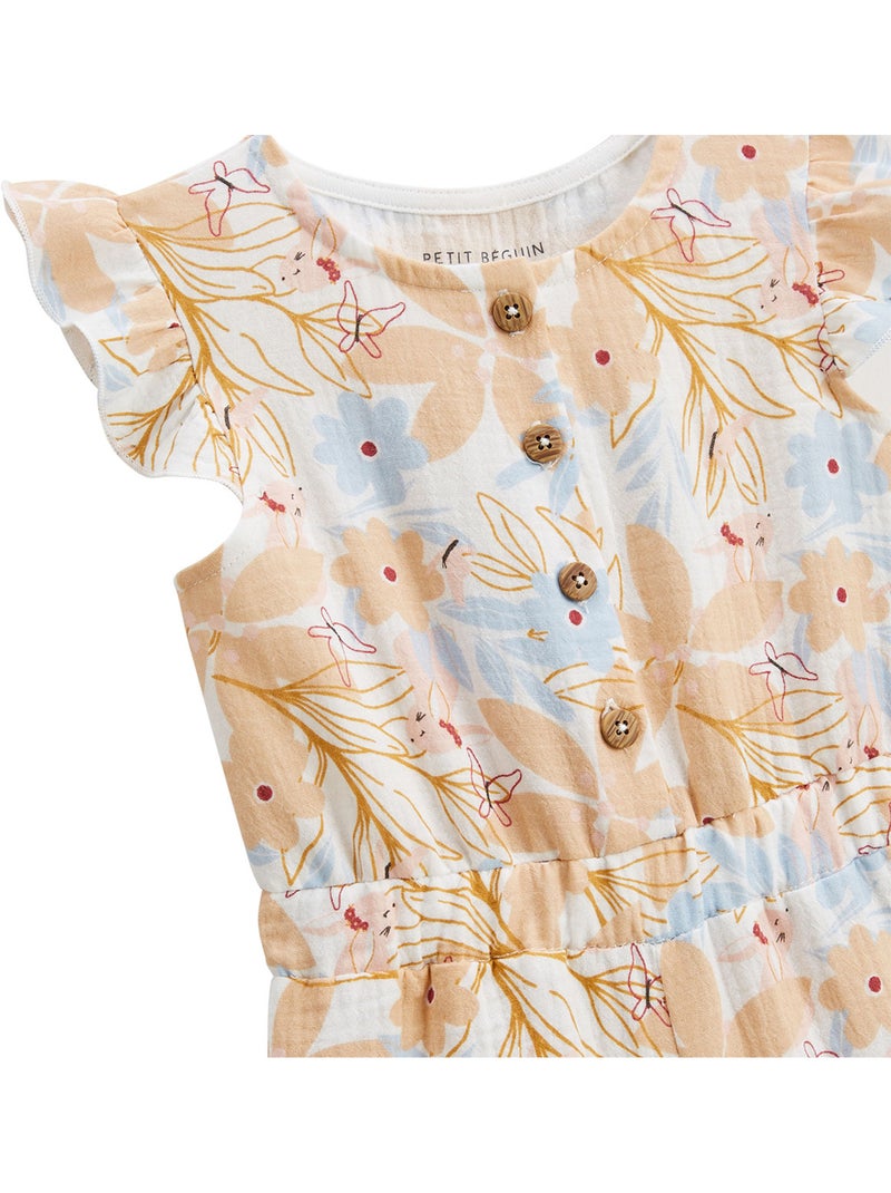 Combishort bébé en gaze de coton Praline Orange - Kiabi