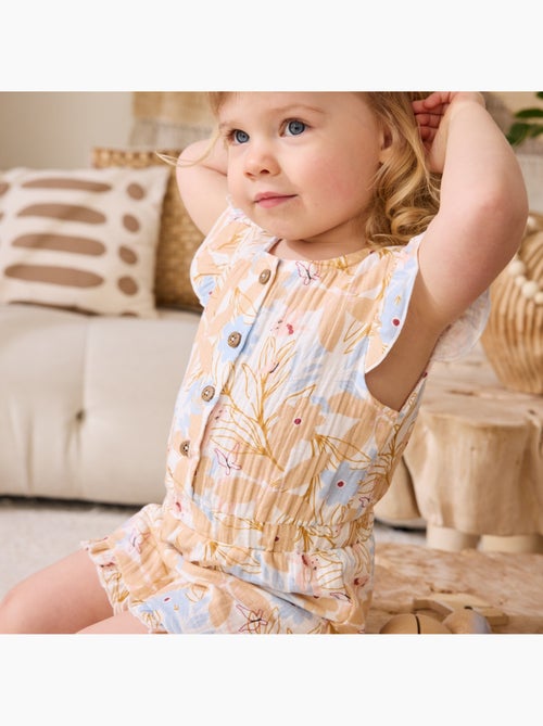Combishort bébé en gaze de coton Praline - Kiabi