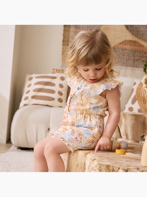 Combishort bébé en gaze de coton Praline - Kiabi