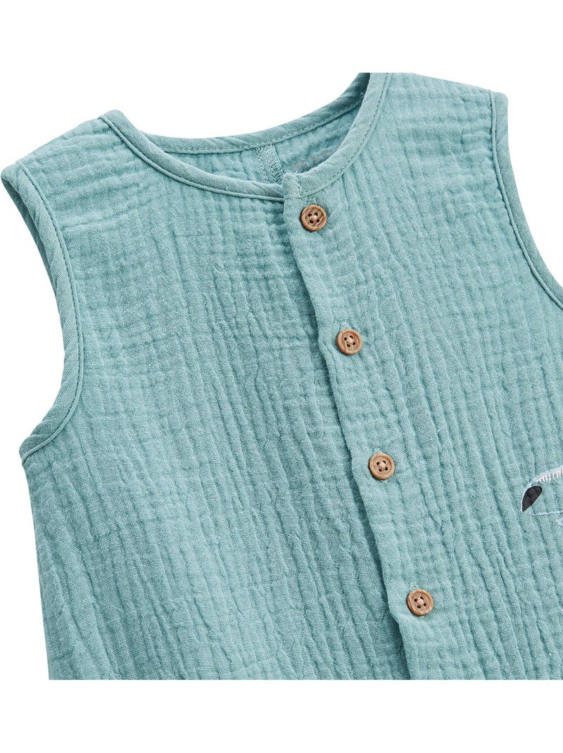Combishort bébé en gaze de coton Toucana Bleu - Kiabi